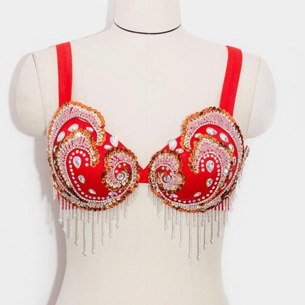ROYAL SMEELA Crystal &  Rhinestone Belly Dance Costume Bra for Women Size Medium